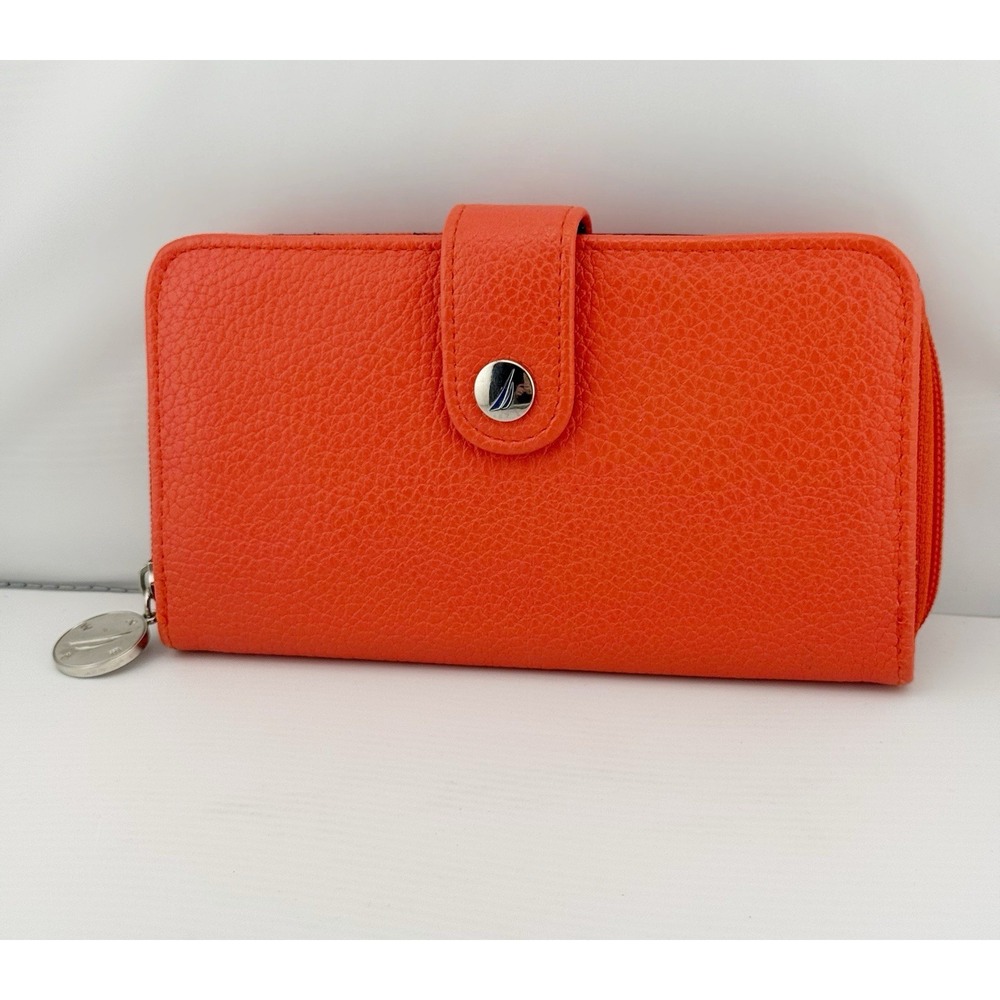 Nautica Orange/Coral Pebbles Faux Wallet